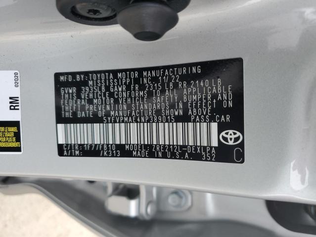 Photo 12 VIN: 5YFVPMAE4NP389015 - TOYOTA COROLLA 