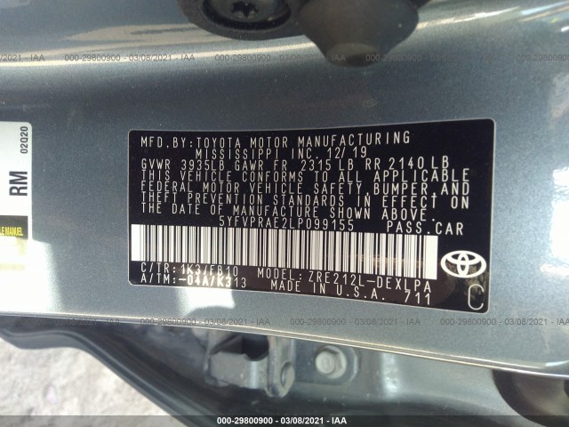 Photo 8 VIN: 5YFVPRAE2LP099155 - TOYOTA COROLLA 