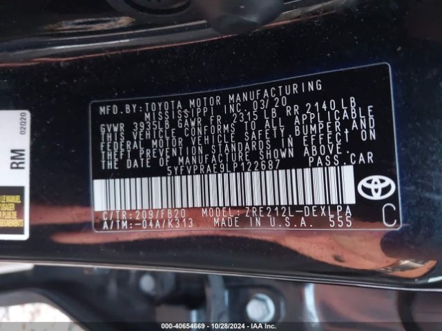 Photo 8 VIN: 5YFVPRAE9LP122687 - TOYOTA COROLLA 