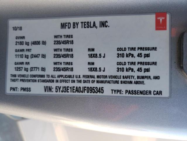 Photo 9 VIN: 5YJ3E1EA0JF095345 - TESLA MODEL 3 