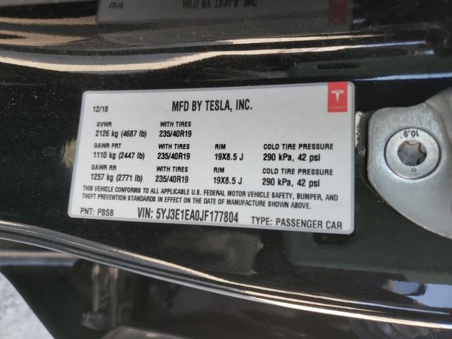 Photo 9 VIN: 5YJ3E1EA0JF177804 - TESLA MODEL 3 