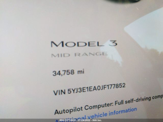 Photo 6 VIN: 5YJ3E1EA0JF177852 - TESLA MODEL 3 