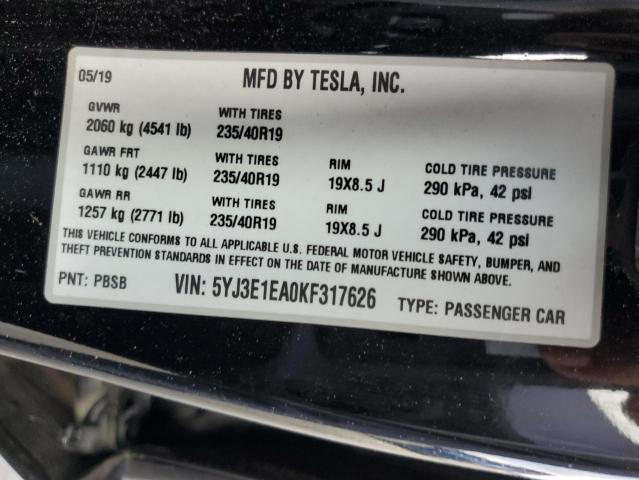 Photo 11 VIN: 5YJ3E1EA0KF317626 - TESLA MODEL 3 