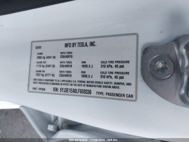 Photo 8 VIN: 5YJ3E1EA0LF659336 - TESLA MODEL 3 