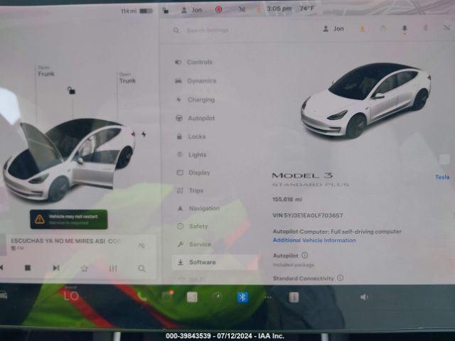 Photo 6 VIN: 5YJ3E1EA0LF703657 - TESLA MODEL 3 