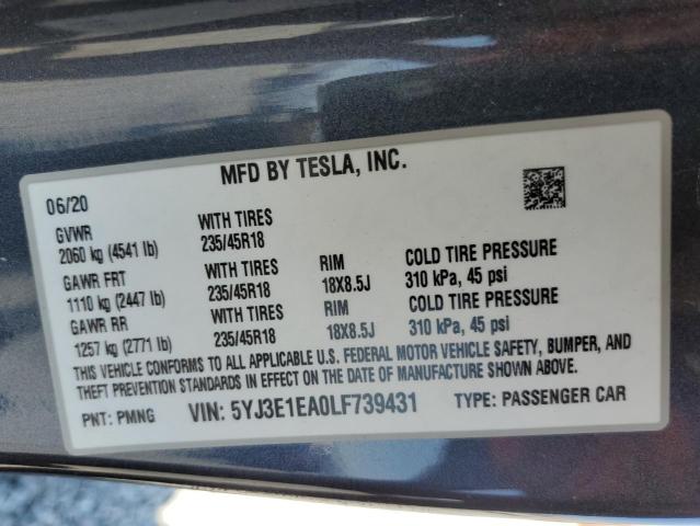 Photo 12 VIN: 5YJ3E1EA0LF739431 - TESLA MODEL 3 