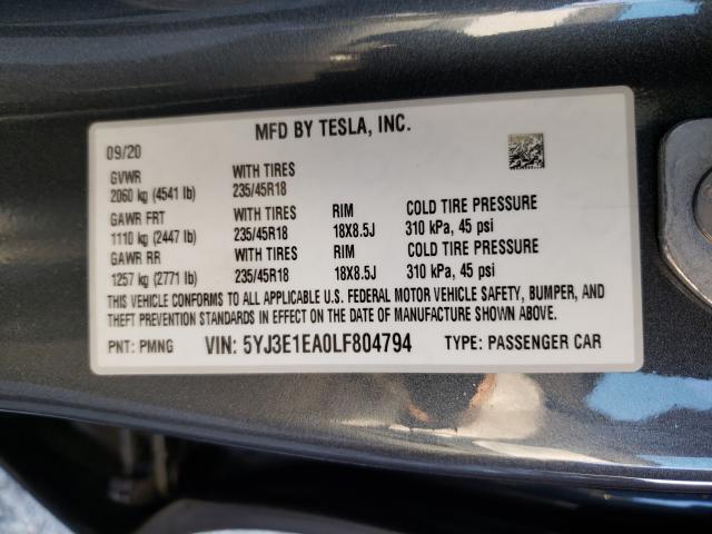 Photo 9 VIN: 5YJ3E1EA0LF804794 - TESLA MODEL 3 