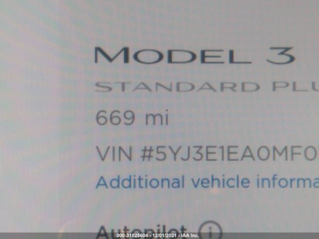 Photo 6 VIN: 5YJ3E1EA0MF018608 - TESLA MODEL 3 