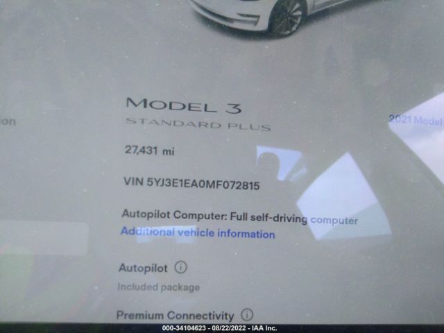 Photo 6 VIN: 5YJ3E1EA0MF072815 - TESLA MODEL 3 