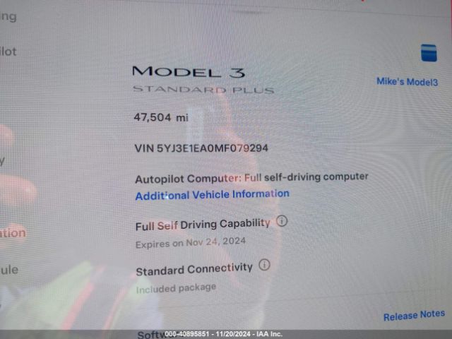 Photo 6 VIN: 5YJ3E1EA0MF079294 - TESLA MODEL 3 