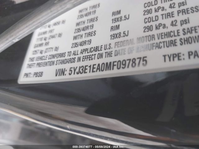 Photo 8 VIN: 5YJ3E1EA0MF097875 - TESLA MODEL 3 