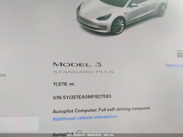 Photo 8 VIN: 5YJ3E1EA0MF927593 - TESLA MODEL 3 