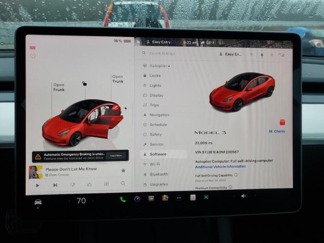 Photo 8 VIN: 5YJ3E1EA0NF200567 - TESLA MODEL 3 