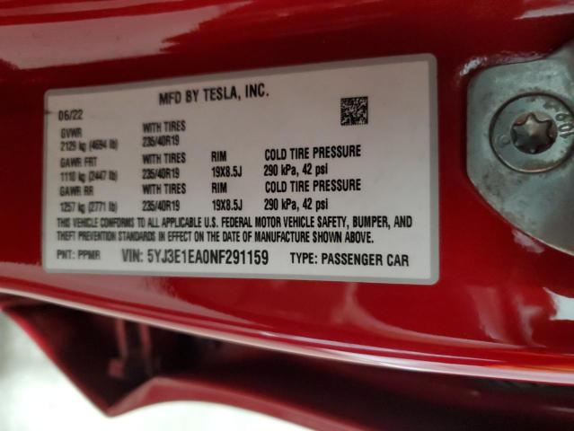 Photo 11 VIN: 5YJ3E1EA0NF291159 - TESLA MODEL 3 