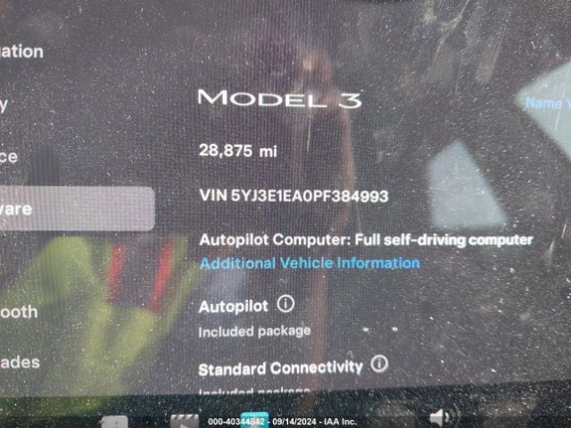 Photo 6 VIN: 5YJ3E1EA0PF384993 - TESLA MODEL 3 