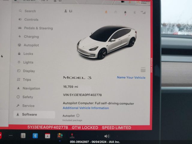 Photo 6 VIN: 5YJ3E1EA0PF402778 - TESLA MODEL 3 