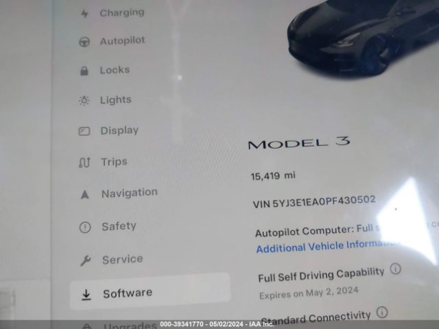 Photo 6 VIN: 5YJ3E1EA0PF430502 - TESLA MODEL 3 