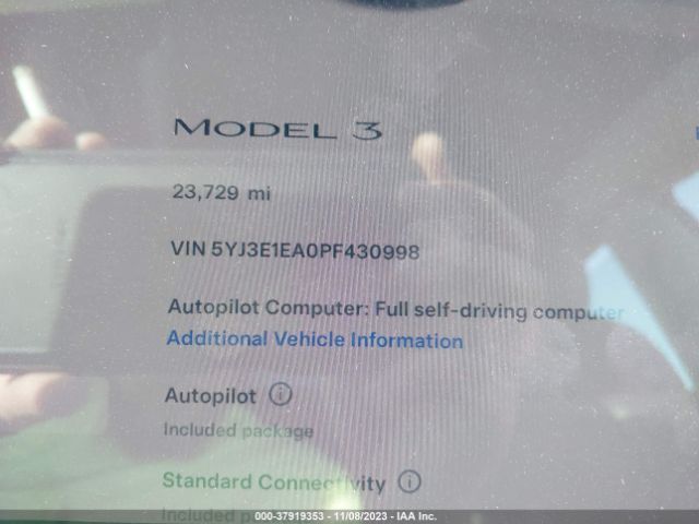 Photo 6 VIN: 5YJ3E1EA0PF430998 - TESLA MODEL 3 