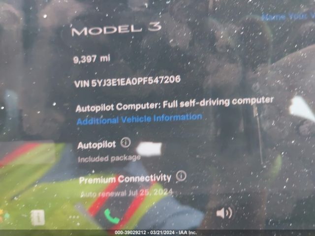 Photo 6 VIN: 5YJ3E1EA0PF547206 - TESLA MODEL 3 