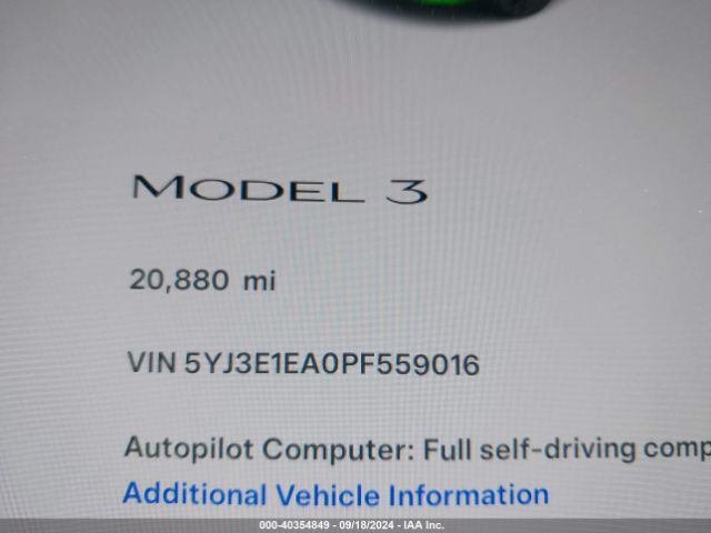 Photo 6 VIN: 5YJ3E1EA0PF559016 - TESLA MODEL 3 