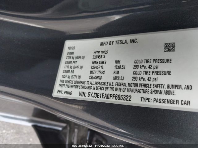 Photo 8 VIN: 5YJ3E1EA0PF665322 - TESLA MODEL 3 