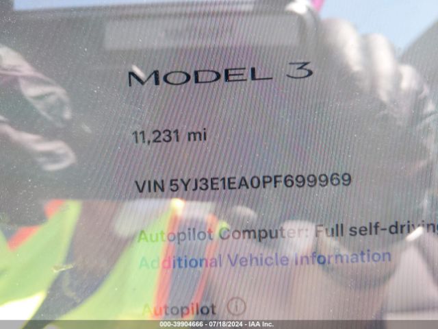 Photo 6 VIN: 5YJ3E1EA0PF699969 - TESLA MODEL 3 