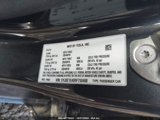 Photo 8 VIN: 5YJ3E1EA0RF750468 - TESLA MODEL 3 