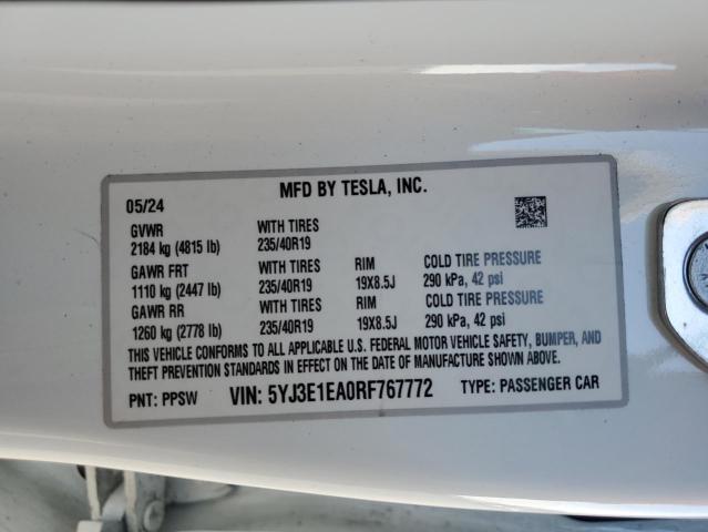 Photo 11 VIN: 5YJ3E1EA0RF767772 - TESLA MODEL 3 