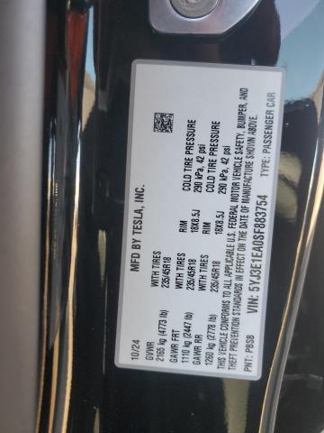 Photo 11 VIN: 5YJ3E1EA0SF883754 - TESLA MODEL 3 