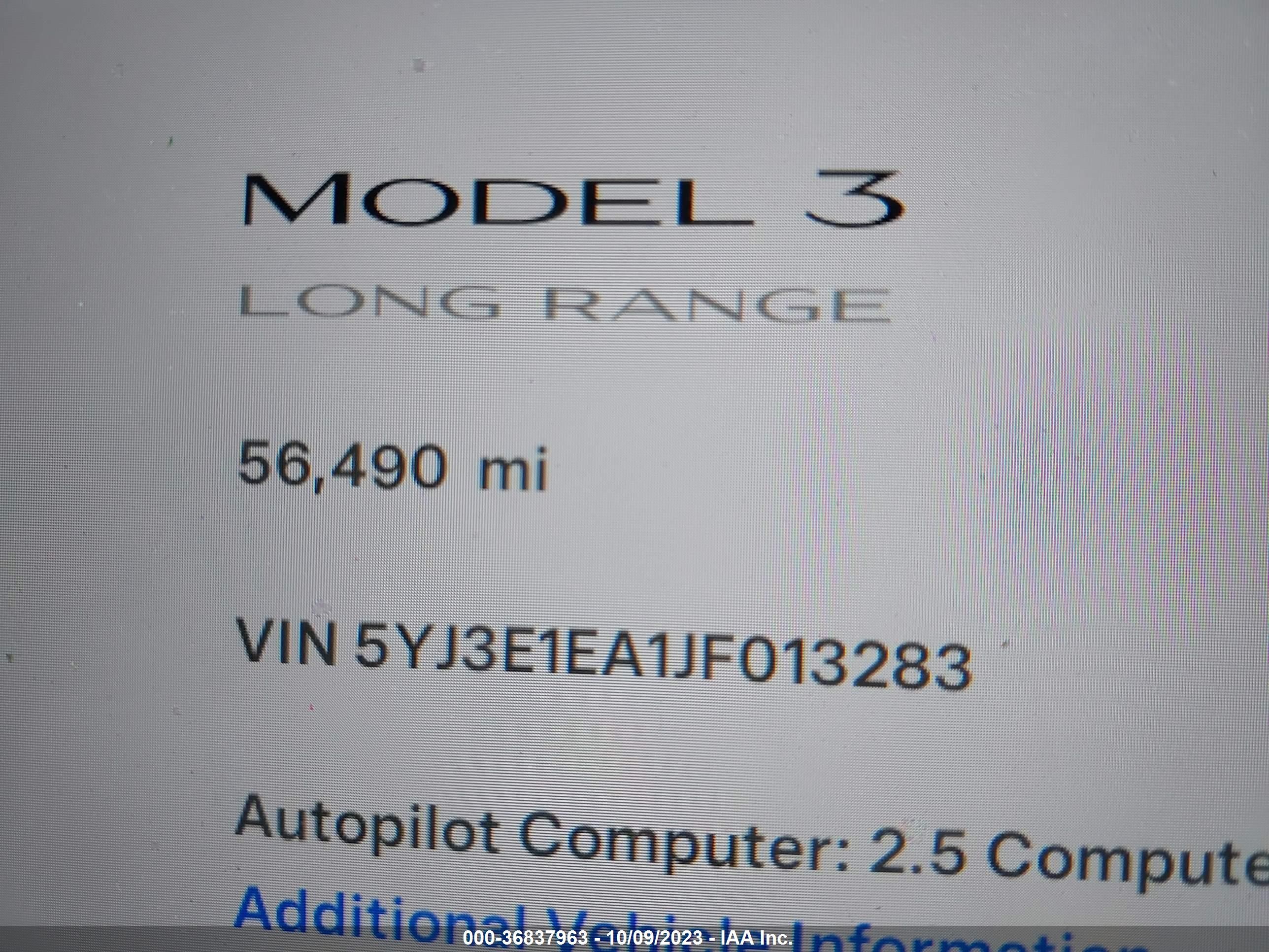 Photo 13 VIN: 5YJ3E1EA1JF013283 - TESLA MODEL 3 