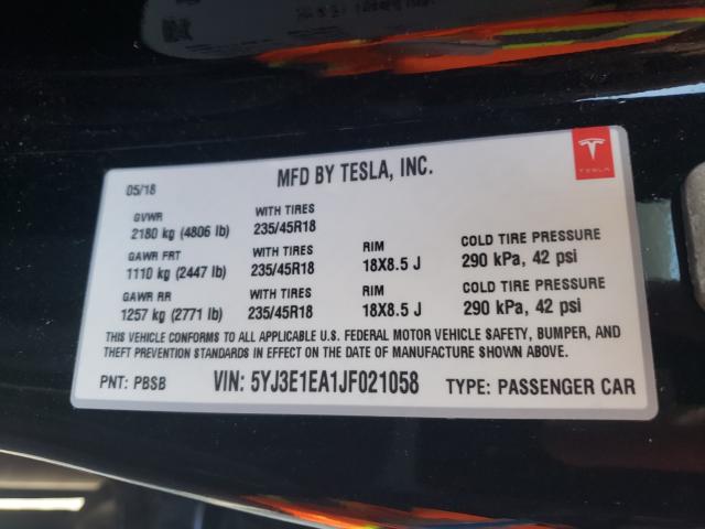 Photo 9 VIN: 5YJ3E1EA1JF021058 - TESLA MODEL 3 