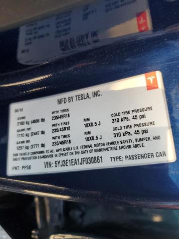 Photo 11 VIN: 5YJ3E1EA1JF030861 - TESLA MODEL 3 