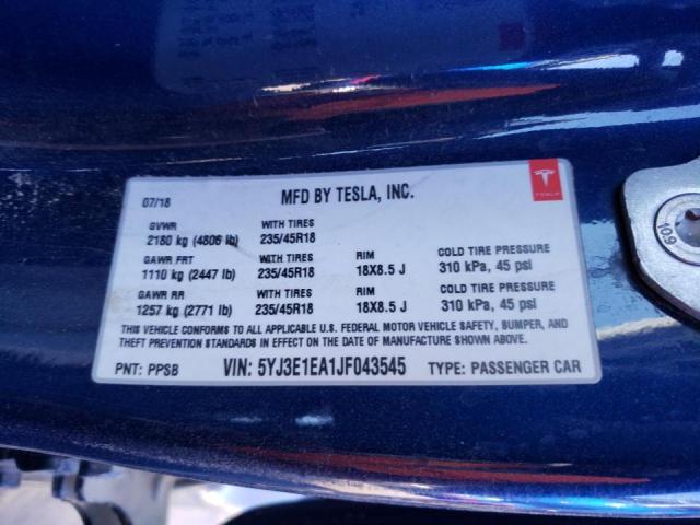 Photo 9 VIN: 5YJ3E1EA1JF043545 - TESLA MODEL 3 