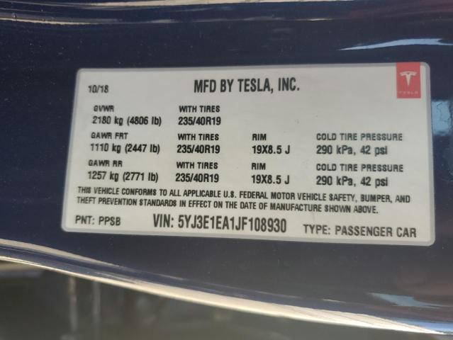 Photo 12 VIN: 5YJ3E1EA1JF108930 - TESLA MODEL 3 