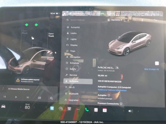 Photo 6 VIN: 5YJ3E1EA1KF190238 - TESLA MODEL 3 