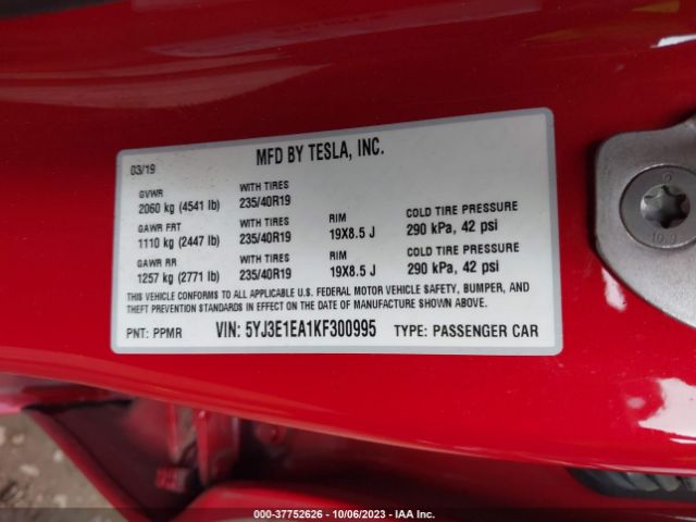 Photo 8 VIN: 5YJ3E1EA1KF300995 - TESLA MODEL 3 