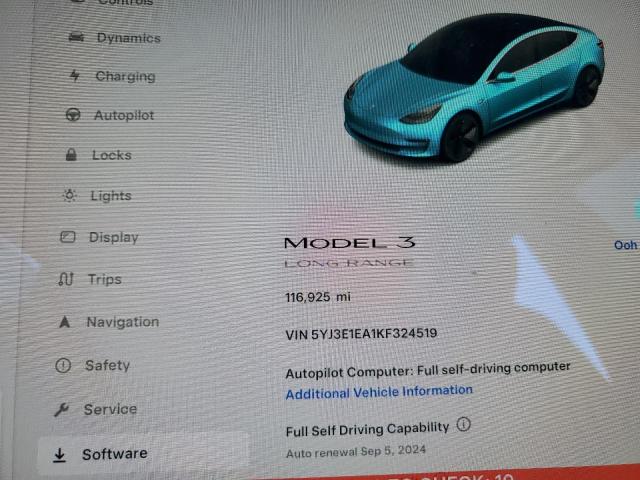 Photo 12 VIN: 5YJ3E1EA1KF324519 - TESLA MODEL 3 