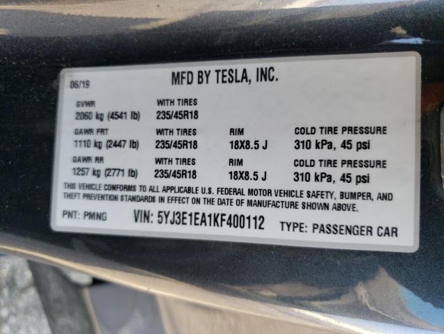 Photo 11 VIN: 5YJ3E1EA1KF400112 - TESLA MODEL 3 