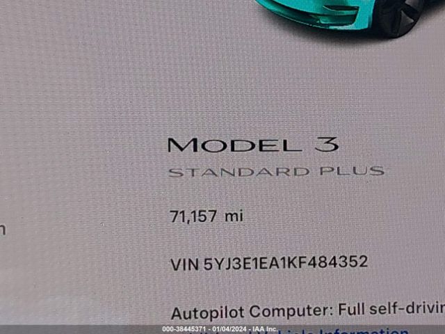 Photo 6 VIN: 5YJ3E1EA1KF484352 - TESLA MODEL 3 