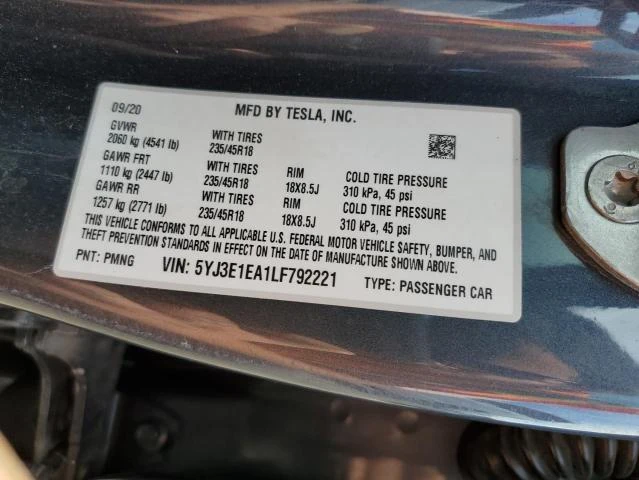 Photo 11 VIN: 5YJ3E1EA1LF792221 - TESLA MODEL 3 