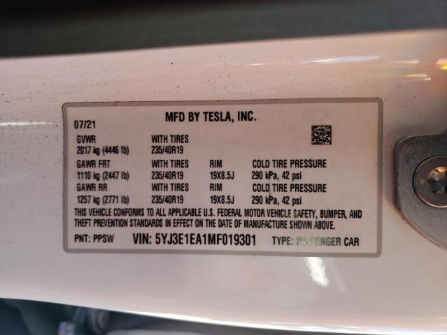 Photo 11 VIN: 5YJ3E1EA1MF019301 - TESLA MODEL S 