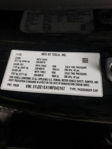 Photo 9 VIN: 5YJ3E1EA1MF843167 - TESLA MODEL 3 