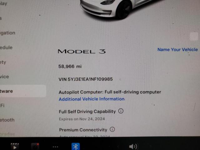 Photo 8 VIN: 5YJ3E1EA1NF109985 - TESLA MODEL 3 