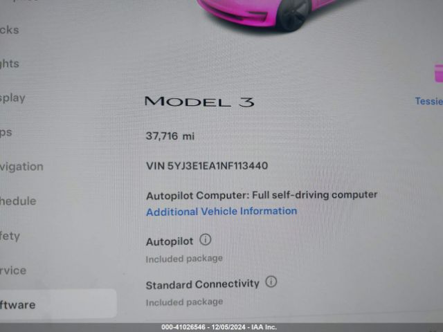 Photo 6 VIN: 5YJ3E1EA1NF113440 - TESLA MODEL 3 