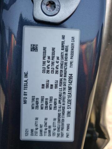 Photo 9 VIN: 5YJ3E1EA1NF142954 - TESLA MODEL 3 