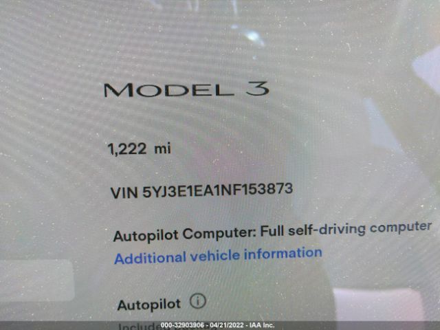 Photo 6 VIN: 5YJ3E1EA1NF153873 - TESLA MODEL 3 