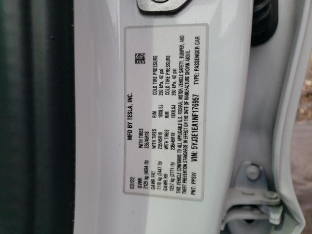 Photo 11 VIN: 5YJ3E1EA1NF176957 - TESLA MODEL 3 