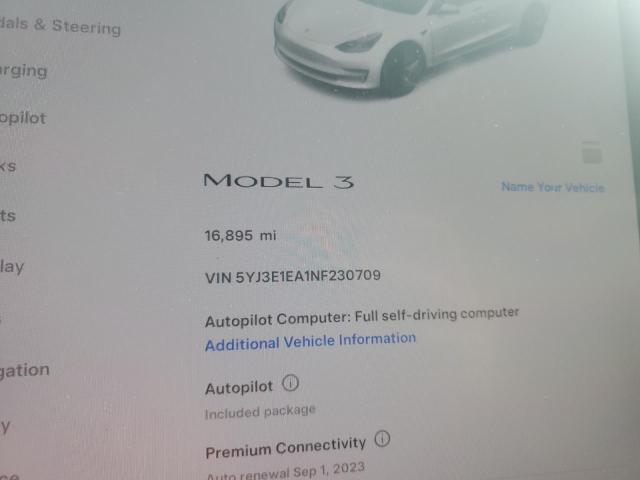 Photo 8 VIN: 5YJ3E1EA1NF230709 - TESLA MODEL 3 