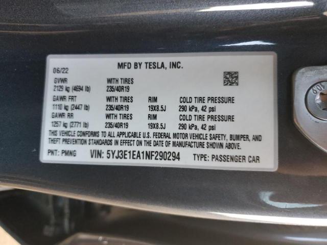 Photo 9 VIN: 5YJ3E1EA1NF290294 - TESLA MODEL 3 