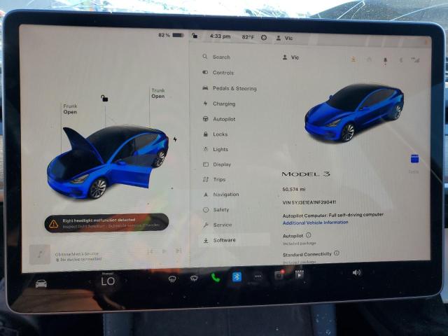 Photo 8 VIN: 5YJ3E1EA1NF290411 - TESLA MODEL 3 